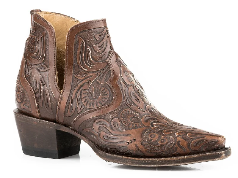 Stetson Womens Aviana Brown Leather Ankle Boots