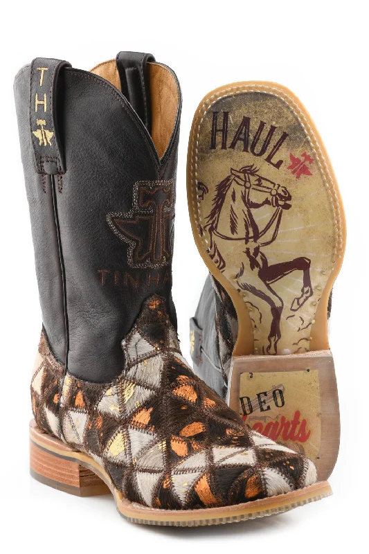 Tin Haul Womens Shaggy Diamonds Brown Leather Cowboy Boots