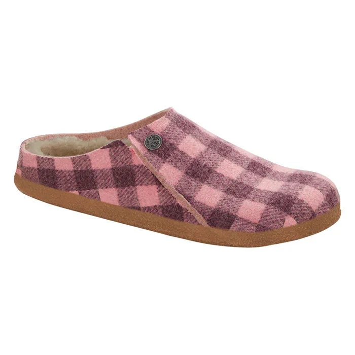 Womens Birkenstock Zermatt Shearling Narrow in Plaid Pink/Sandcastle