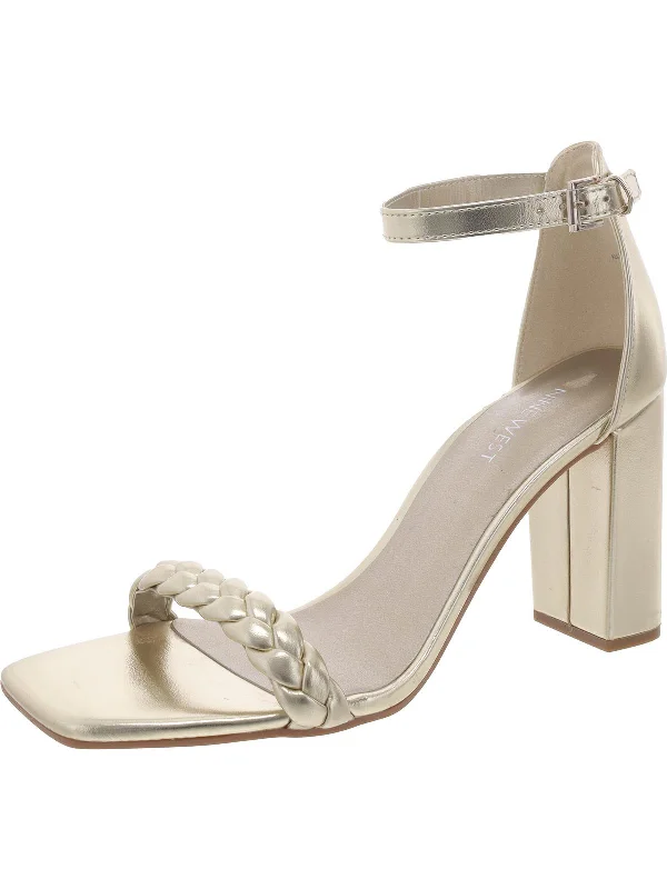 Style Revolution Allha 3 Womens Faux Leather Ankle Strap Heels