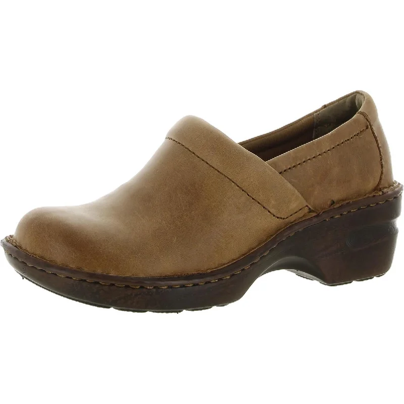 B.O.C. Womens Peggy Leather Slip On Clogs