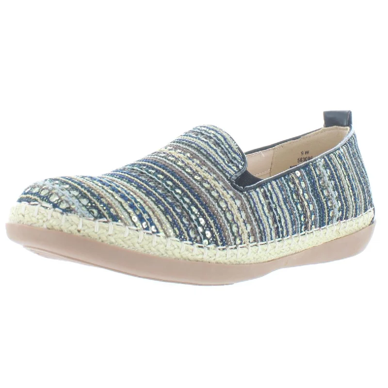 Beacon Womens Terri Sequin Striped Slip-On Sneakers