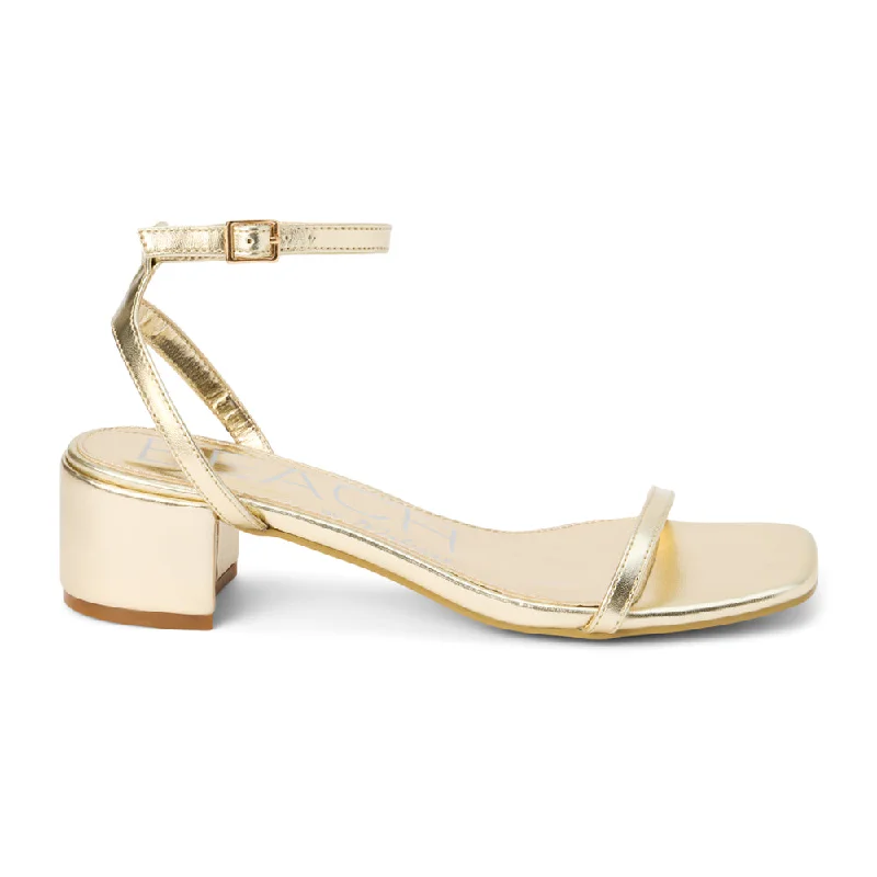 Belle Metallic Block Heel Ankle Strap Sandals