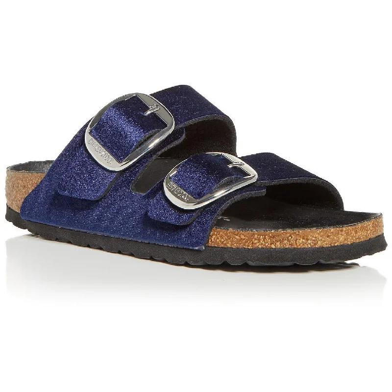 Vibrant Style Promotions Birkenstock Womens Arizona Big Buckle Rivet Logo  Leather Velvet Slide Sandals