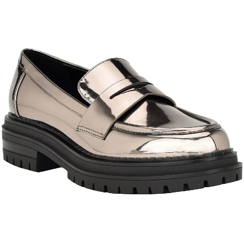 Calvin Klein Womens Grant Patent Metallic Loafers