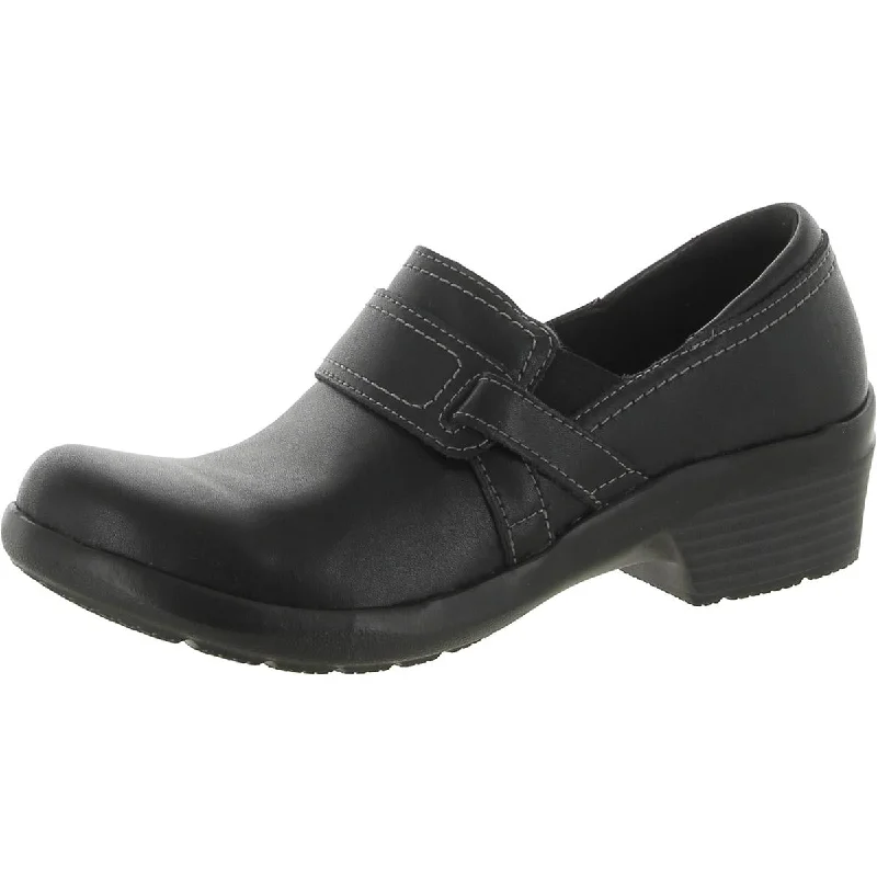 Clarks Womens Angie Poppy Leather Slip-On Clogs