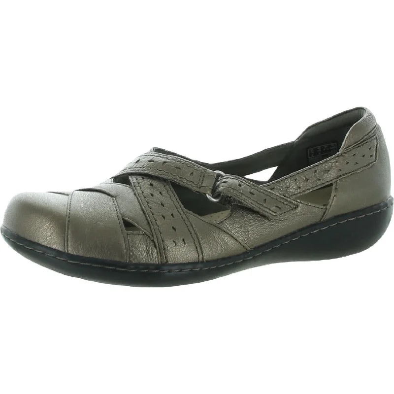 Clarks Womens Ashland Spin Leather Flats Clogs