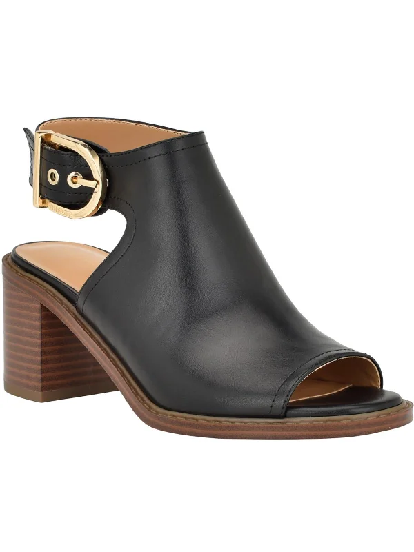 Style Redefined Fineya Womens Faux Leather Buckle Mule Sandals