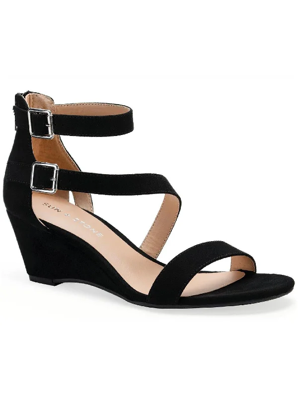 Fashionista Favorites Jessie Womens Ankle Strap Embossed Wedge Sandals