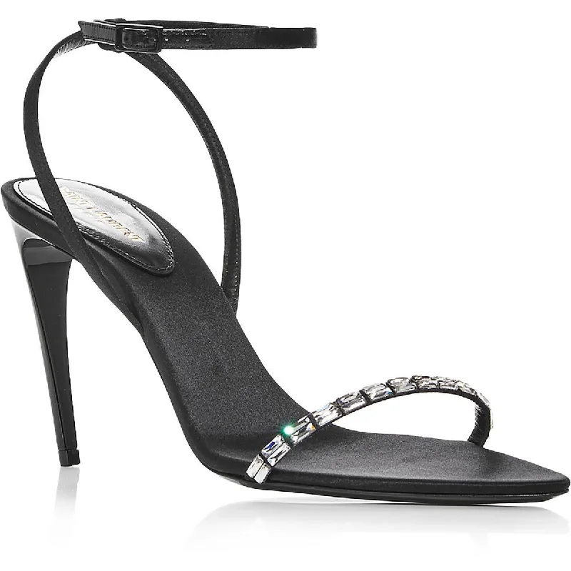 Street-Style Slip-Ons Saint Laurent Womens Satin Adjustable Heels