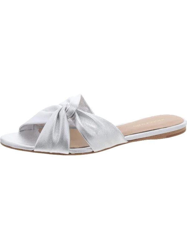 Casual Chic Womens Leather Flat Slide Sandals
