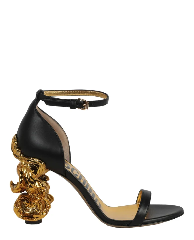 Chic Style Discounts Moschino Womens Sculpted Baroque Heel Sandals