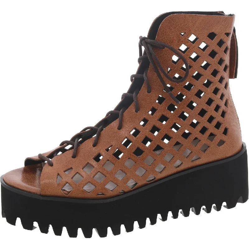 Chic & Modern Sales OT Perf Flatform Camper Womens Leather Lace-Up Gladiator Sandals