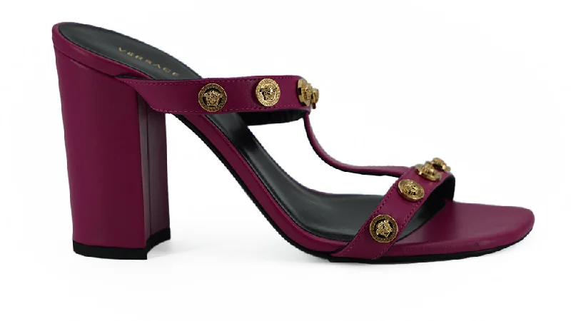 Smart Casual Deals Versace Elegant Purple Calf Leather High Women's Sandals