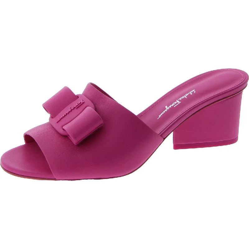 Contemporary Casual Deals Valery Womens Leather Bow Block Heel