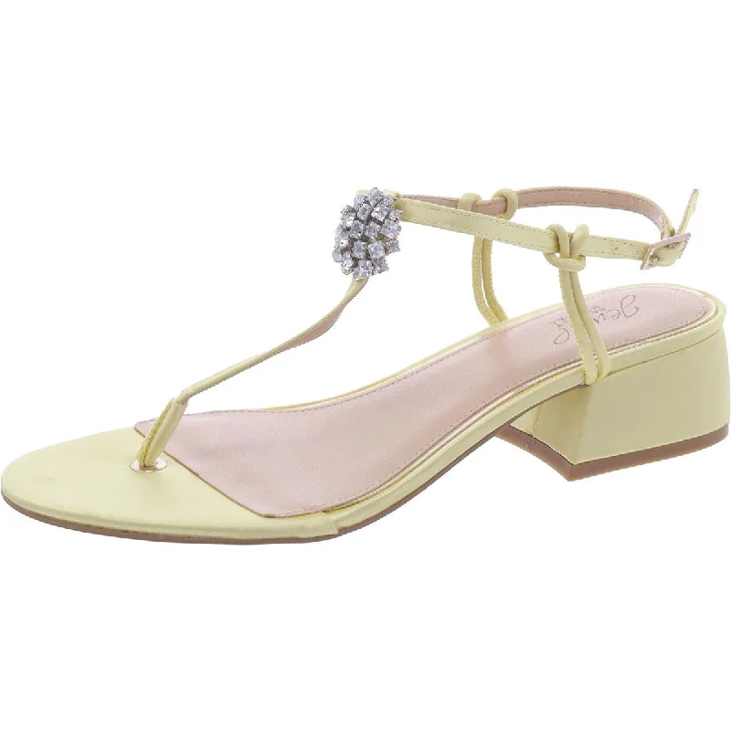 High-Fashion Casual Shoes Womens Rhinestone Block Heel T-Strap Sandals